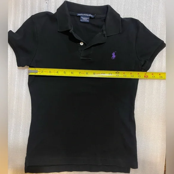 Ralph Lauren Sport Black Polo Shirt with Purple Accent Size Small - Picture 9 of 13